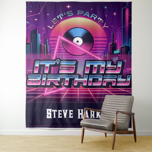 Rockin Vaporwave Party Wandkleed (In situ)