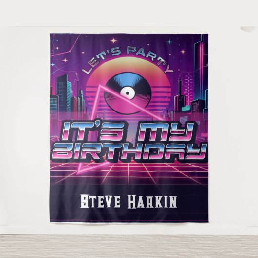 Rockin Vaporwave Party Wandkleed (Voorkant)