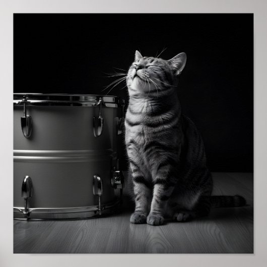 Rocking cat Poster _Cool black cat Rock Music (Voorkant)