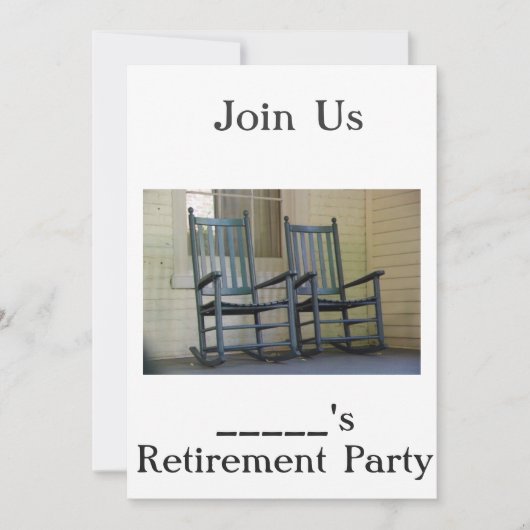ROCKING CHAIR HUMOROUS RETIREMENT INVITE KAART (Voorkant)