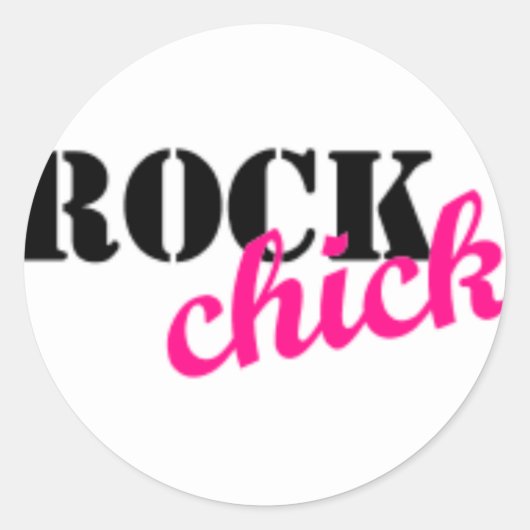 Rocking Chick Ronde Sticker (Voorkant)