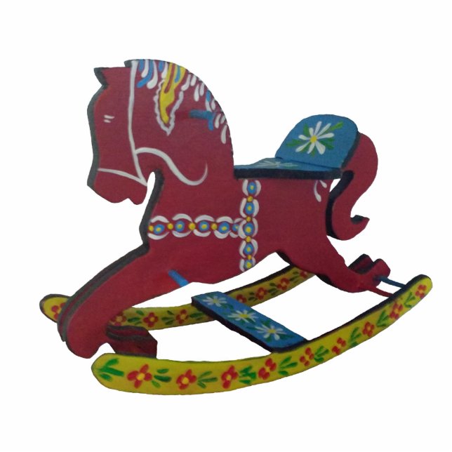 Rocking Dala Horse kerstversiering Fotobeeldje Ornament (Voorkant)