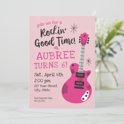Rocking Good Time Rockstar Birthday Uitnodiging (Staand voorkant)