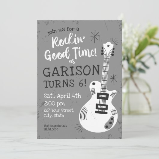 Rocking Good Time Rockstar Birthday Uitnodiging (Staand voorkant)