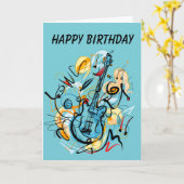 Rocking Guitar Birthday Kaart (Gele Bloem)