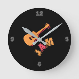 Rocking Guitar, Music Jam Style, Oranje en rode ku Ronde Klok