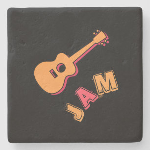 Rocking Guitar, Music Jam Style, Oranje en rode ku Stenen Onderzetter