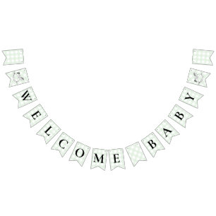 Rocking Hors Green Gingham Baby shower Bunting Vlaggetjes