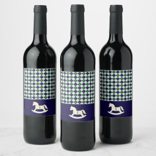 Rocking Horse Argyle 1e Verjaardag Drink Label Wijn Etiket