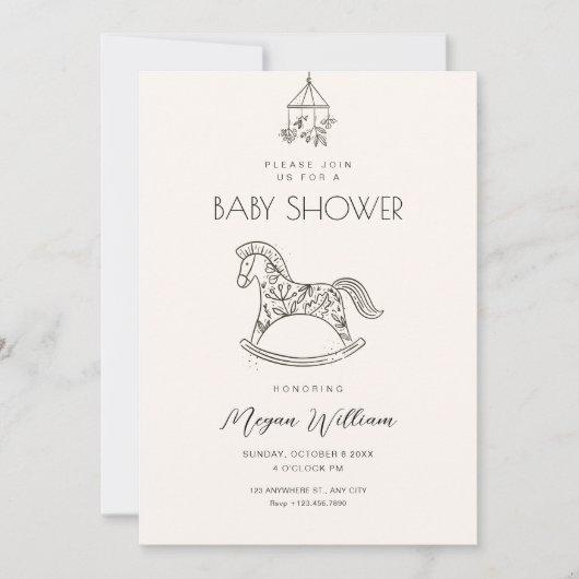 Rocking Horse Art baby shower Kaart (Voorkant)