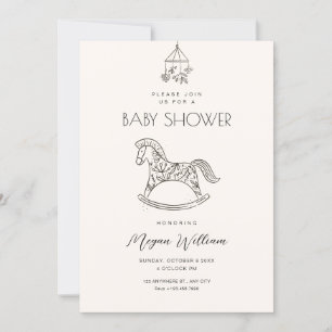 Rocking Horse Art baby shower Kaart