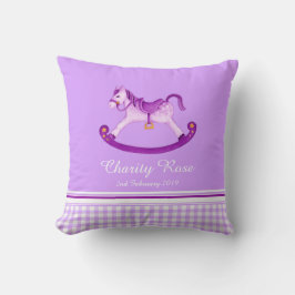 Rocking horse art paarse naam baby geboorte kussen
