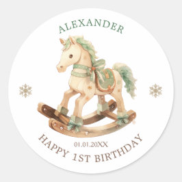 Rocking Horse Baby 1e Verjaardag Ronde Sticker