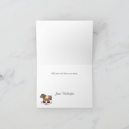 Rocking Horse Baby Girl Hartelijk dank Bedankkaart (Binnen)