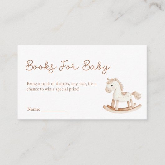 Rocking Horse Baby shower Boeken voor Baby Informatiekaartje (Voorkant)
