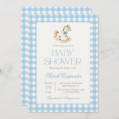 Rocking Horse Baby shower Boy uitnodiging (Voorkant / Achterkant)