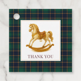 Rocking Horse Baby shower Elegant Tartan Plaid Bedankjes Labels