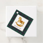 Rocking Horse Baby shower Elegant Tartan Plaid Bedankjes Labels (In situ)