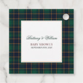 Rocking Horse Baby shower Elegant Tartan Plaid Bedankjes Labels (Achterkant)