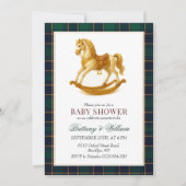 Rocking Horse Baby shower Elegant Tartan Plaid Kaart (Voorkant)