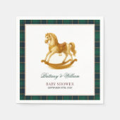 Rocking Horse Baby shower Elegant Tartan Plaid Servet (Voorkant)