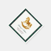 Rocking Horse Baby shower Elegant Tartan Plaid Servet (Hoek)