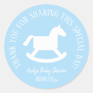 Rocking horse baby shower feestgunst dank u ronde sticker