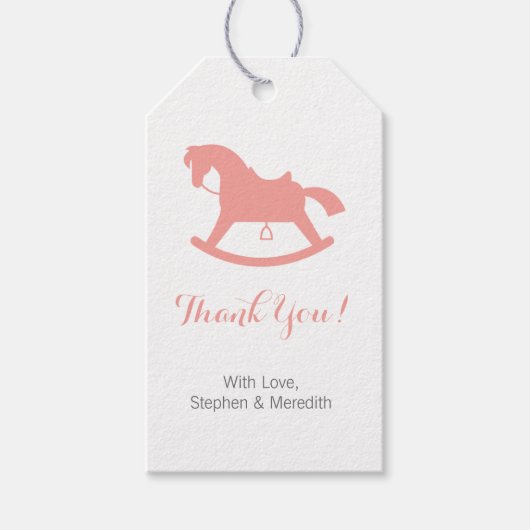 Rocking Horse Baby shower Gepersonaliseerde Gift L Cadeaulabel (Voorkant)
