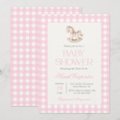 Rocking Horse Baby shower Girl uitnodiging (Voorkant / Achterkant)