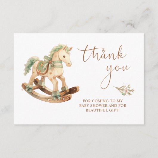 Rocking Horse Baby shower Hartelijk dank Informatiekaartje (Voorkant)