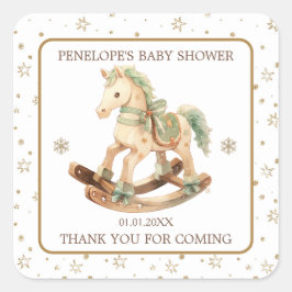 Rocking Horse Baby shower Hartelijk dank Vierkante Sticker