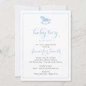 Rocking Horse Baby shower Invitation Blue Kaart (Voorkant)