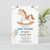 Rocking Horse Baby Shower Invitation Kaart (Staand voorkant)