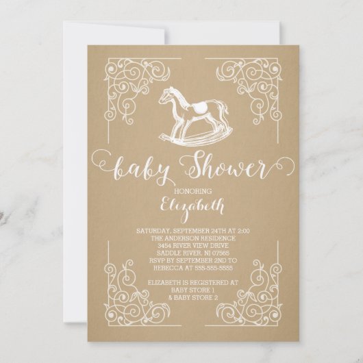  Rocking Horse Baby shower Invitation Kaart (Voorkant)