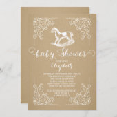  Rocking Horse Baby shower Invitation Kaart (Voorkant / Achterkant)