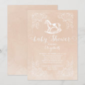 Rocking Horse Baby shower Invitation Kaart (Voorkant / Achterkant)