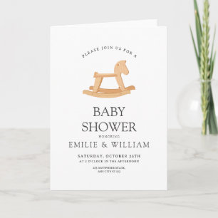 Rocking Horse Baby shower Invitation, Minimalistis
