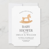 Rocking Horse Baby shower Invitation, Minimalistis Kaart (Voorkant)