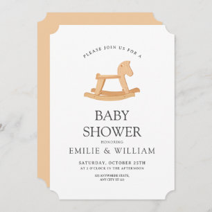 Rocking Horse Baby shower Invitation, Minimalistis Kaart