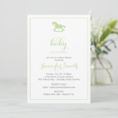 Rocking Horse Baby shower Invitation Mint Kaart (Staand voorkant)