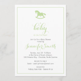 Rocking Horse Baby shower Invitation Mint Kaart