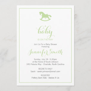 Rocking Horse Baby shower Invitation Mint Kaart