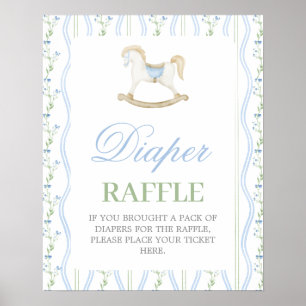 Rocking Horse Baby Shower Jongen Luierspel bord Poster