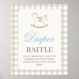 Rocking Horse baby shower Luier Raffle teken Poster