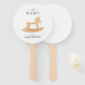 Rocking Horse Baby shower Minimalistisch Baby show Handwaaier (Voorkant en achterkant)