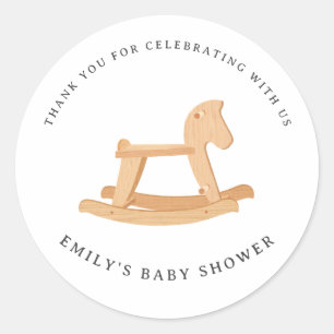 Rocking Horse Baby shower Minimalistische genderne Ronde Sticker