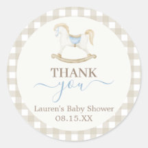 Rocking Horse Baby shower Ronde Sticker
