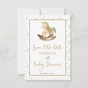 Rocking Horse Baby shower Save the Date Kaart