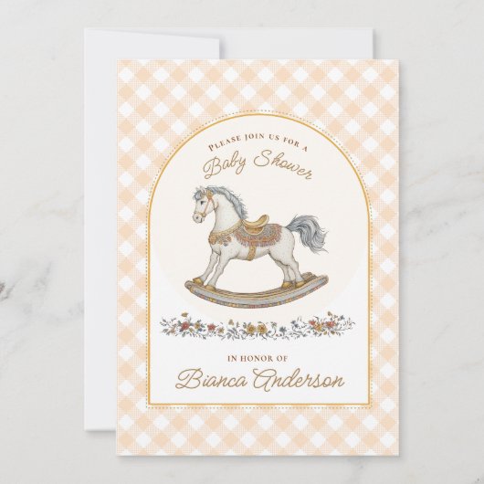 Rocking Horse Baby shower Uitnodigen Kaart (Achterkant)