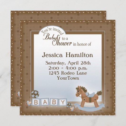 Rocking Horse Baby Shower-uitnodigingen Kaart (Voorkant / Achterkant)